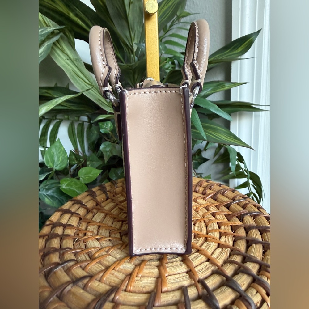 Coach North/South Mini Tote Bag Charm in Signature Canvas Tan & Beige F2448 NWOT - Picture 7 of 12